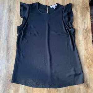MICHAEL Michael Kors Black Ruffle Cap Sleeve Top Blouse Medium